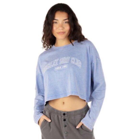 Hurley Pep Rally Long Sleeve Relaxed Cropped Tee NWT - Picture 1 of 2